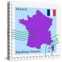 Stamp with Map and Flag of France-Perysty-Stretched Canvas