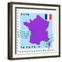 Stamp with Map and Flag of France-Perysty-Framed Premium Giclee Print