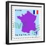 Stamp with Map and Flag of France-Perysty-Framed Premium Giclee Print