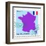 Stamp with Map and Flag of France-Perysty-Framed Art Print