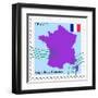 Stamp with Map and Flag of France-Perysty-Framed Art Print