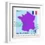 Stamp with Map and Flag of France-Perysty-Framed Art Print