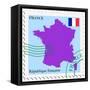 Stamp with Map and Flag of France-Perysty-Framed Stretched Canvas