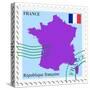 Stamp with Map and Flag of France-Perysty-Stretched Canvas