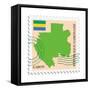 Stamp with Map and Flag of Gabon-Perysty-Framed Stretched Canvas