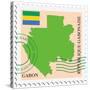 Stamp with Map and Flag of Gabon-Perysty-Stretched Canvas