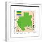 Stamp with Map and Flag of Gabon-Perysty-Framed Premium Giclee Print