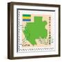 Stamp with Map and Flag of Gabon-Perysty-Framed Art Print