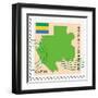 Stamp with Map and Flag of Gabon-Perysty-Framed Art Print