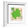 Stamp with Map and Flag of Gabon-Perysty-Framed Art Print