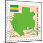 Stamp with Map and Flag of Gabon-Perysty-Mounted Art Print