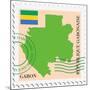 Stamp with Map and Flag of Gabon-Perysty-Mounted Art Print