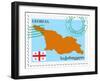 Stamp with Map and Flag of Georgia-Perysty-Framed Art Print