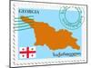 Stamp with Map and Flag of Georgia-Perysty-Mounted Art Print