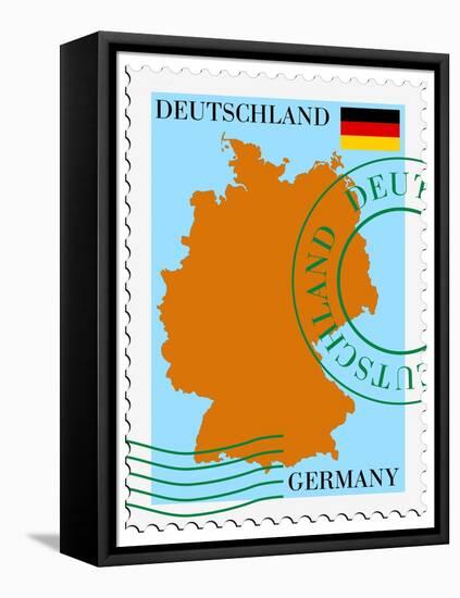 Stamp with Map and Flag of Germany-Perysty-Framed Stretched Canvas