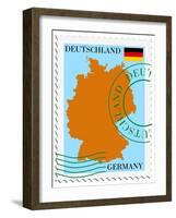 Stamp with Map and Flag of Germany-Perysty-Framed Art Print