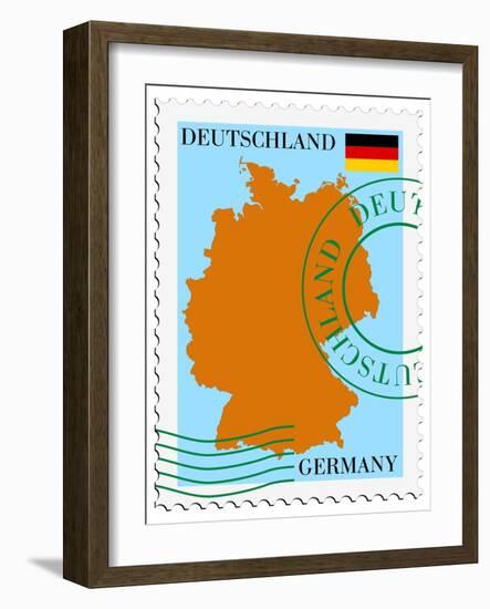 Stamp with Map and Flag of Germany-Perysty-Framed Art Print