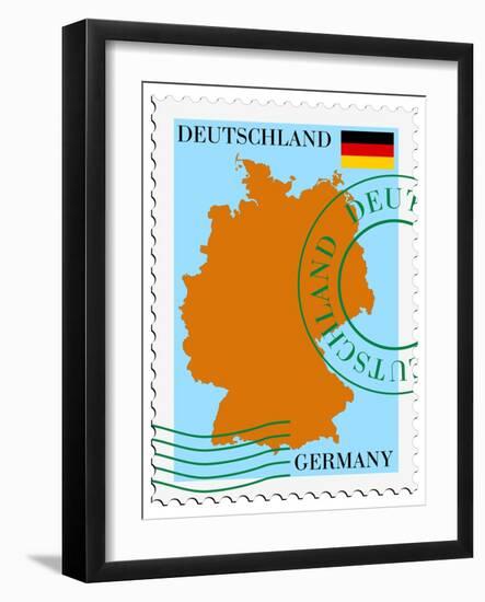 Stamp with Map and Flag of Germany-Perysty-Framed Art Print