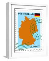 Stamp with Map and Flag of Germany-Perysty-Framed Art Print