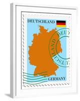 Stamp with Map and Flag of Germany-Perysty-Framed Art Print