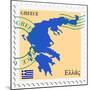 Stamp with Map and Flag of Greece-Perysty-Mounted Premium Giclee Print