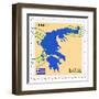 Stamp with Map and Flag of Greece-Perysty-Framed Art Print