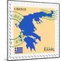 Stamp with Map and Flag of Greece-Perysty-Mounted Art Print