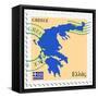 Stamp with Map and Flag of Greece-Perysty-Framed Stretched Canvas