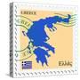 Stamp with Map and Flag of Greece-Perysty-Stretched Canvas
