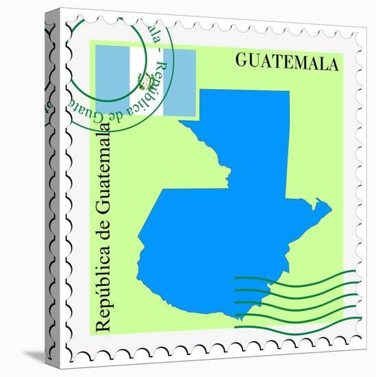 Stamp with Map and Flag of Guatemala-Perysty-Stretched Canvas