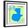 Stamp with Map and Flag of Guatemala-Perysty-Framed Premium Giclee Print