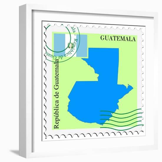 Stamp with Map and Flag of Guatemala-Perysty-Framed Premium Giclee Print