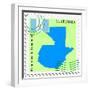 Stamp with Map and Flag of Guatemala-Perysty-Framed Premium Giclee Print