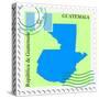 Stamp with Map and Flag of Guatemala-Perysty-Stretched Canvas