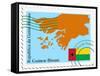 Stamp with Map and Flag of Guinea Bissau-Perysty-Framed Stretched Canvas