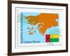 Stamp with Map and Flag of Guinea Bissau-Perysty-Framed Art Print