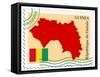 Stamp with Map and Flag of Guinea-Perysty-Framed Stretched Canvas