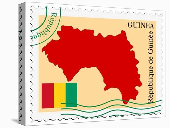 Stamp with Map and Flag of Guinea-Perysty-Stretched Canvas