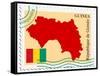 Stamp with Map and Flag of Guinea-Perysty-Framed Stretched Canvas