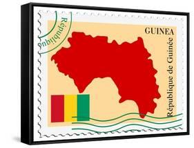 Stamp with Map and Flag of Guinea-Perysty-Framed Stretched Canvas