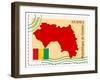 Stamp with Map and Flag of Guinea-Perysty-Framed Art Print