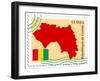 Stamp with Map and Flag of Guinea-Perysty-Framed Art Print