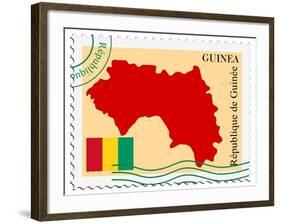 Stamp with Map and Flag of Guinea-Perysty-Framed Art Print