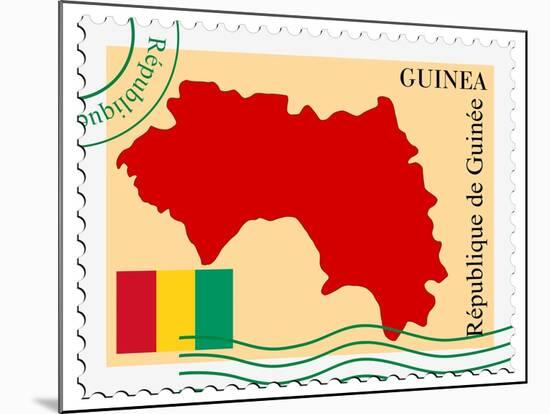 Stamp with Map and Flag of Guinea-Perysty-Mounted Art Print