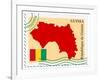 Stamp with Map and Flag of Guinea-Perysty-Framed Art Print