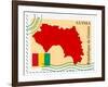 Stamp with Map and Flag of Guinea-Perysty-Framed Art Print