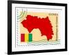 Stamp with Map and Flag of Guinea-Perysty-Framed Art Print