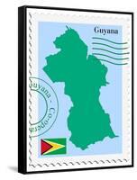 Stamp with Map and Flag of Guyana-Perysty-Framed Stretched Canvas