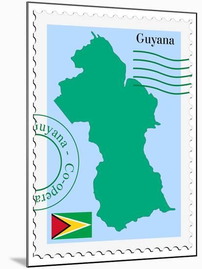 Stamp with Map and Flag of Guyana-Perysty-Mounted Art Print