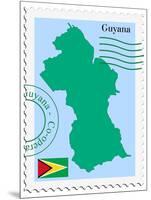 Stamp with Map and Flag of Guyana-Perysty-Mounted Art Print